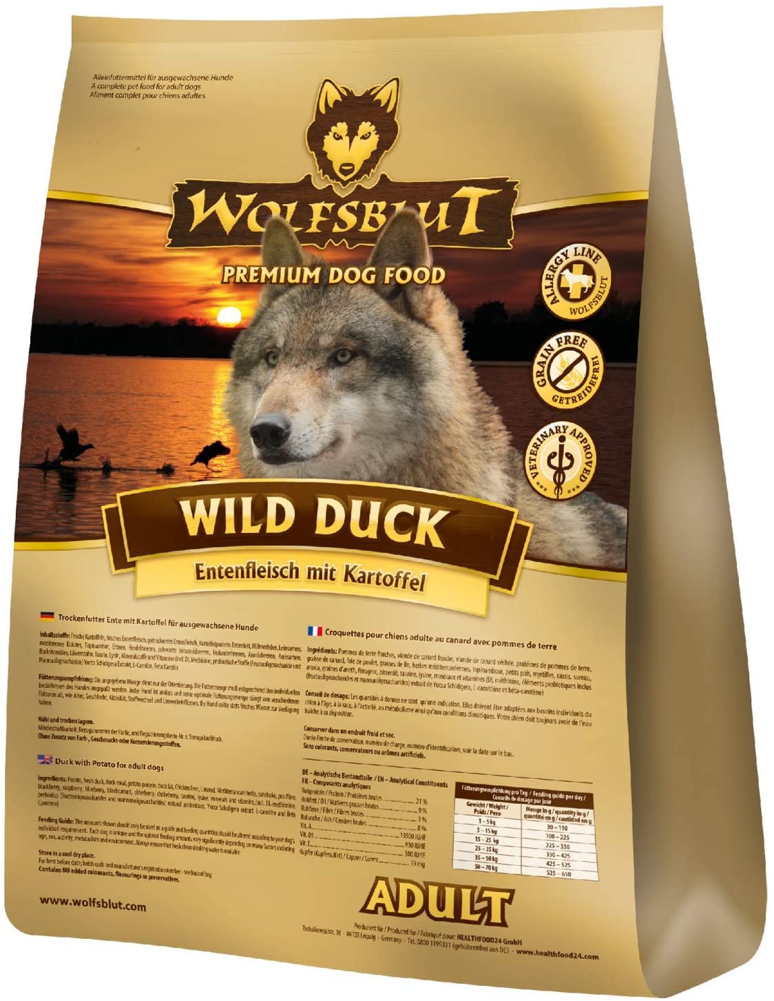 Trockenfutter ️ Hochwertiges Hundetrockenfutter für Hunde - Wolfsblut WilD Duck ADult Trockenfutter